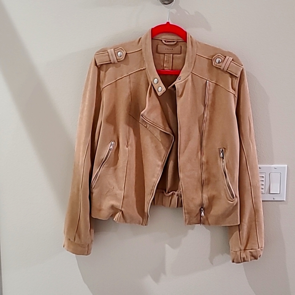 Blank NYC faux suede bomber jacket, size small